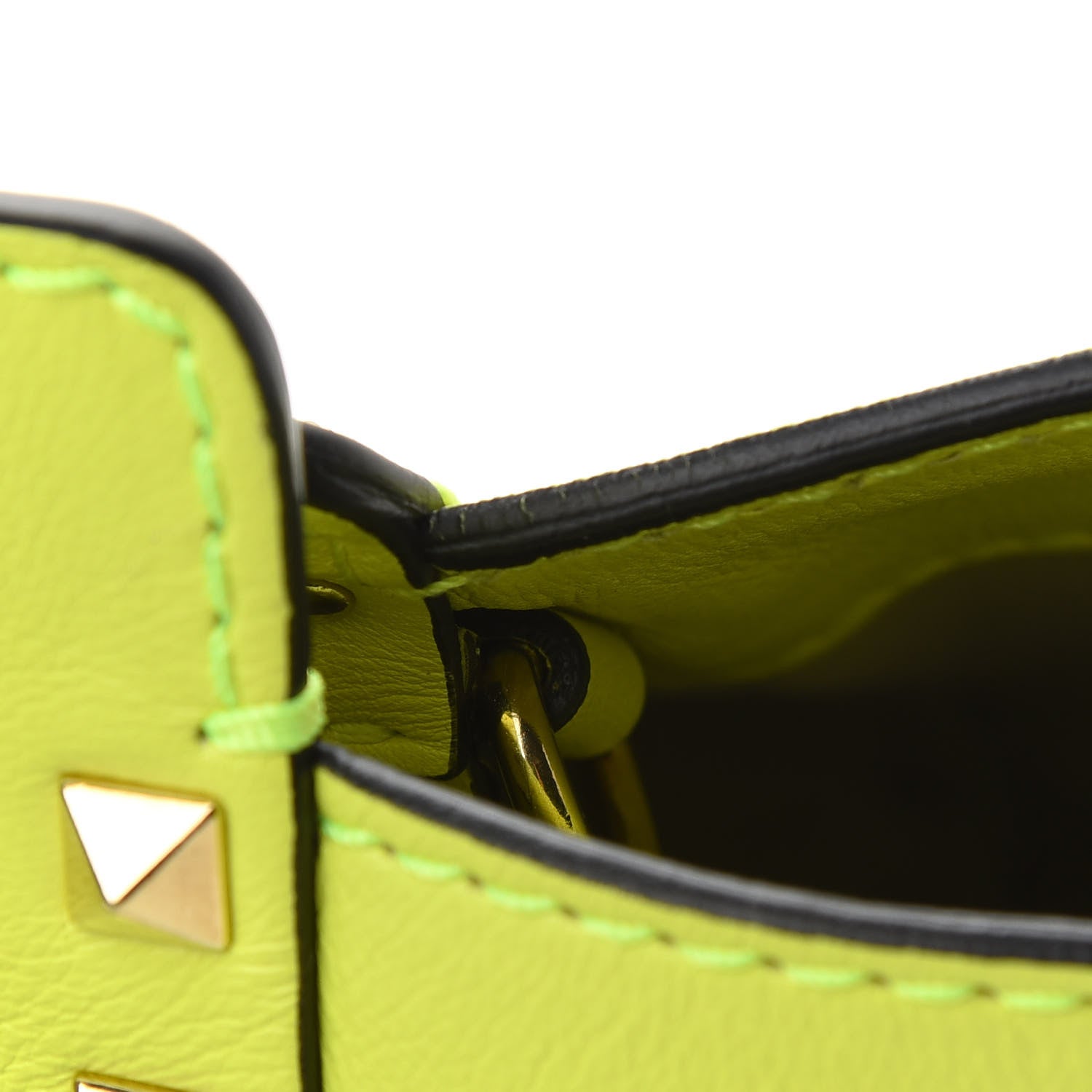 Valentino Garavani Vitello Small Rockstud Double Handle Tote Yellow Fluo 9 of 9