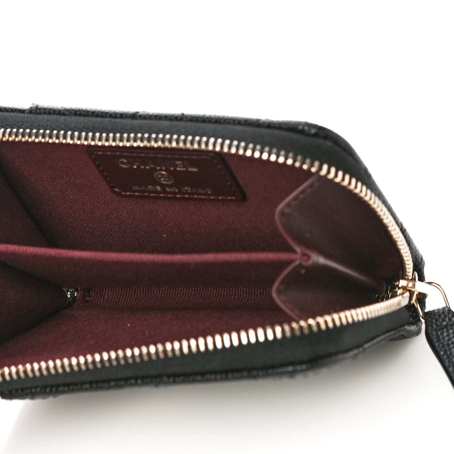Caviar Quilted Zip Card Holder Black