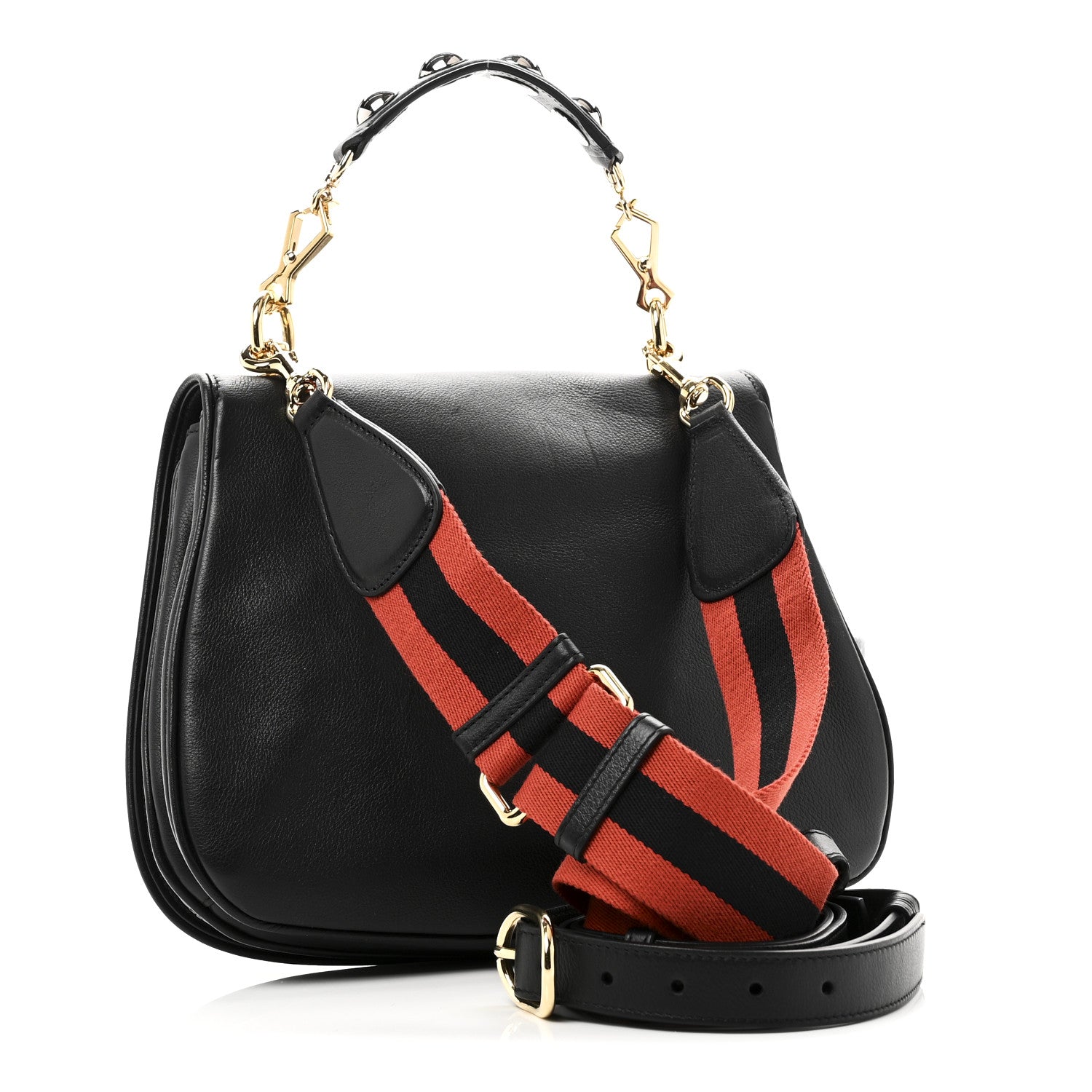 Gucci Roxy Calfskin Web Medium Studded Blondie Shoulder Flap Bag