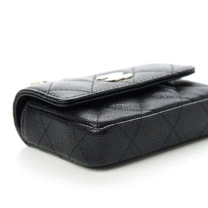 Chanel Caviar Quilted Mini Pearl On Top Coin Purse With Chain Black 6 of 11