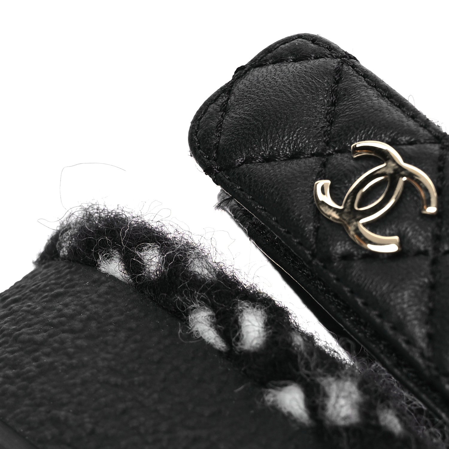 Chanel Cord Lambskin Quilted Logo Sandals 37 Black White 13 of 14
