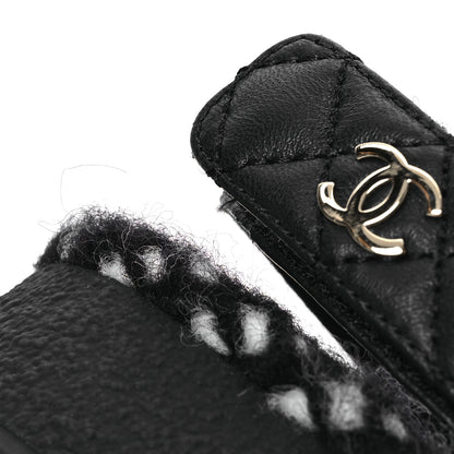 Chanel Cord Lambskin Quilted Logo Sandals 37 Black White 13 of 14