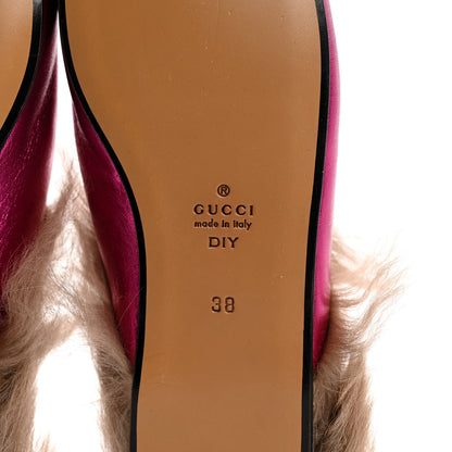 Gucci Metallic Nappa Fur Womens Princetown Slippers 38 Fuxia 8 of 8