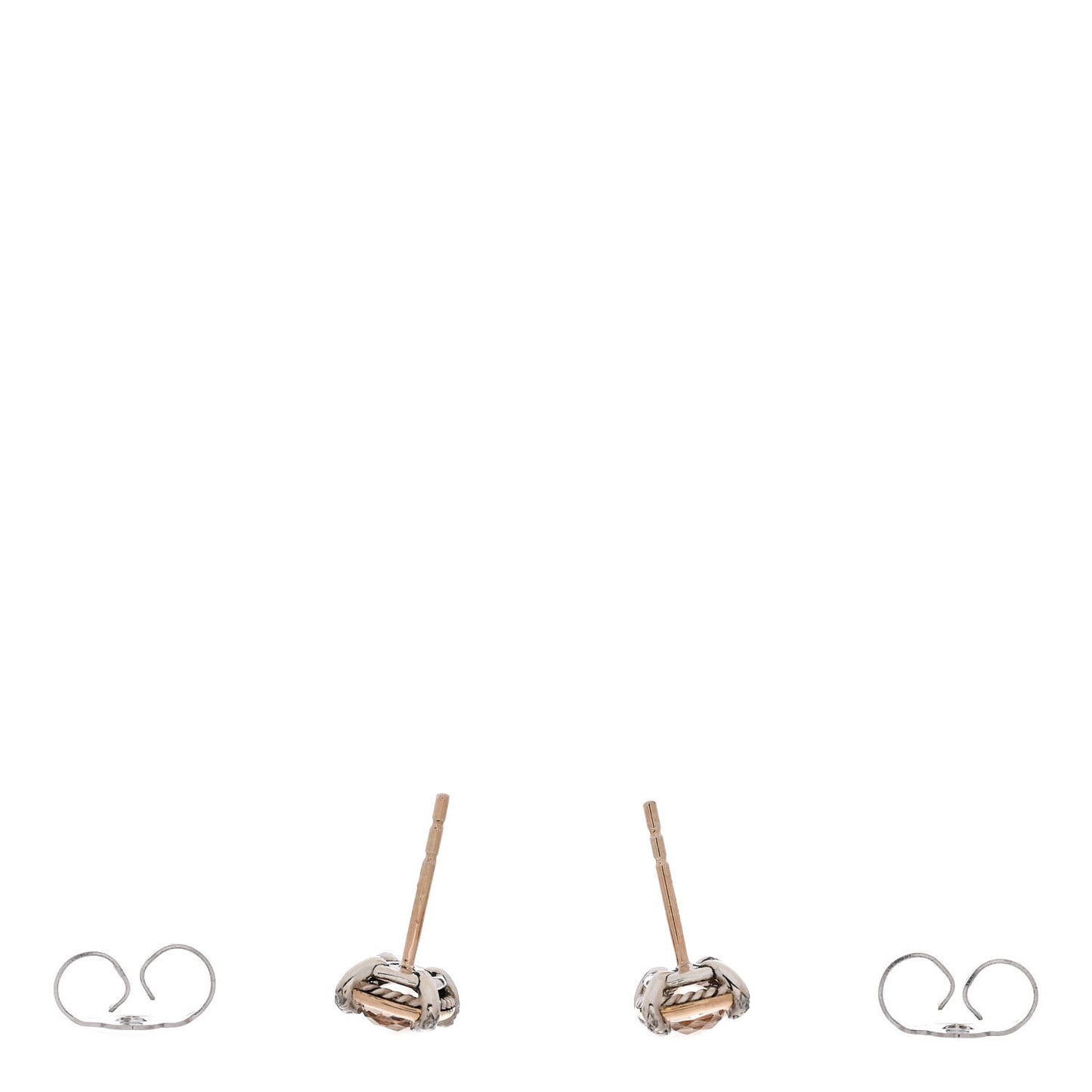 18K Rose Gold Sterling Silver Diamond Morganite 5mm Petite Chatelaine Bezel Earrings