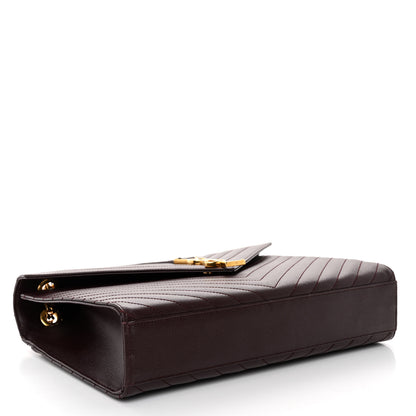 Saint Laurent Grain De Poudre Matelasse Chevron Large Monogram Satchel Rouge Legion 4 of 9