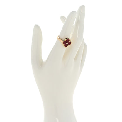 Van Cleef & Arpels 18K Yellow Gold Diamond Carnelian Vintage Alhambra Ring 53 6.25 2 of 6