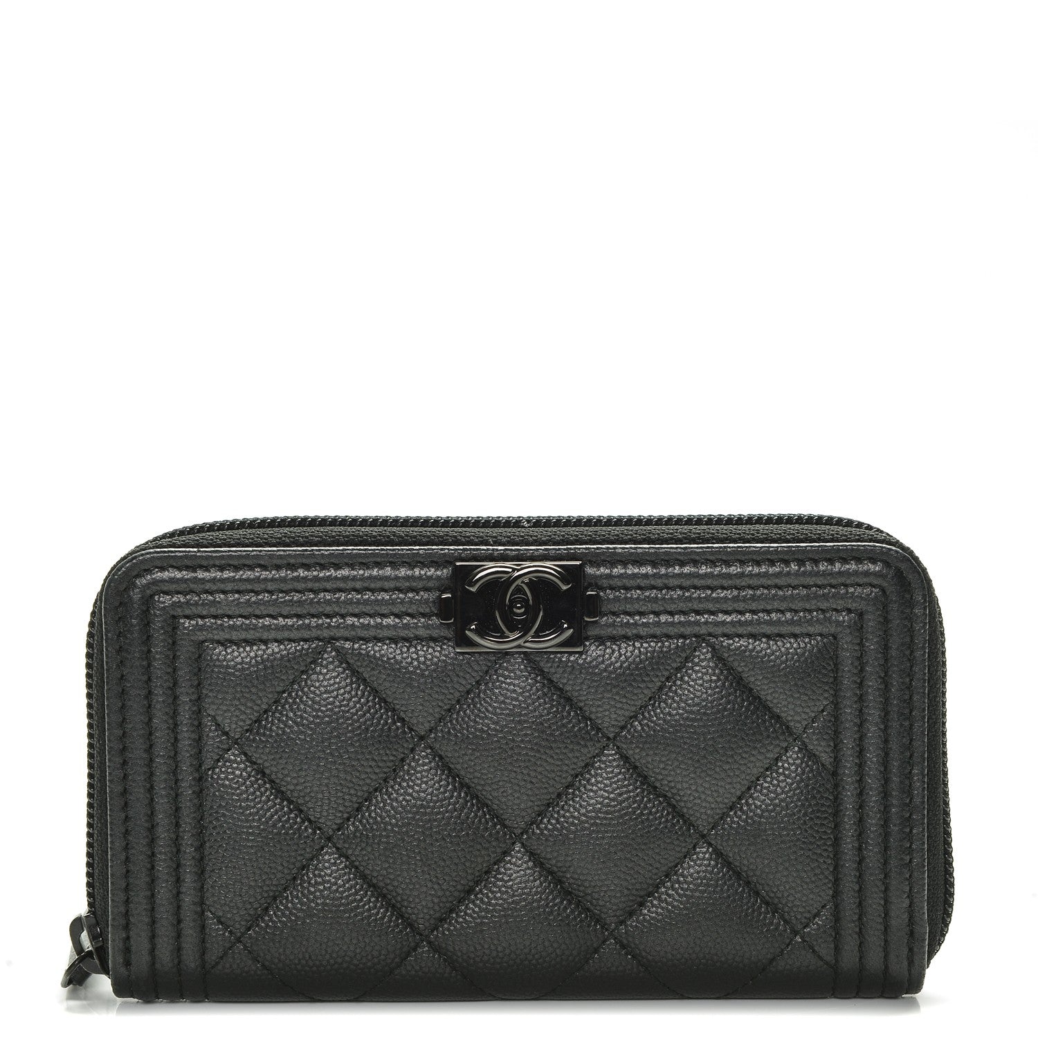 Chanel Caviar Quilted Small Boy Zip Around Wallet So Black 1 of 8