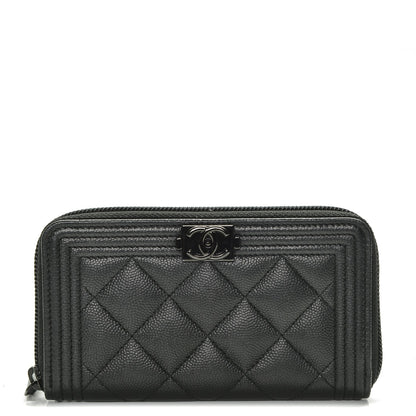 Chanel Caviar Quilted Small Boy Zip Around Wallet So Black 1 of 8