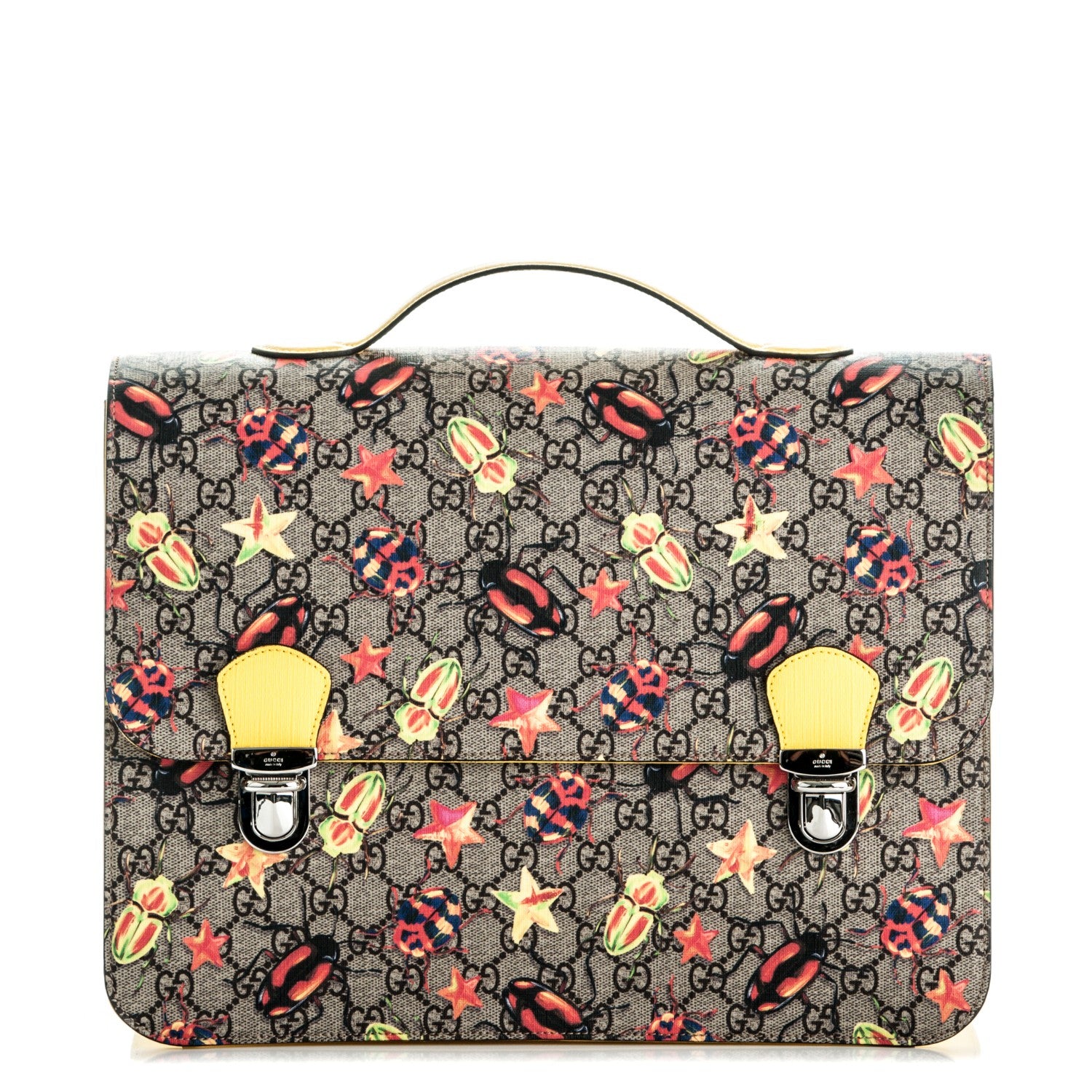 Gucci GG Supreme Monogram Beetles Childrens Backpack Beige Yellow 1 of 7