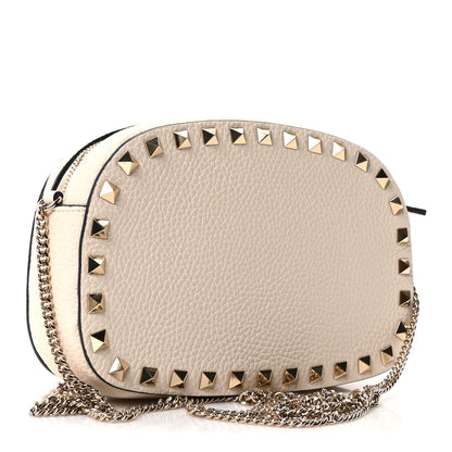Valentino Garavani Pebbled Calfskin Rockstud Mini Crossbody Chain Bag White 3 of 9