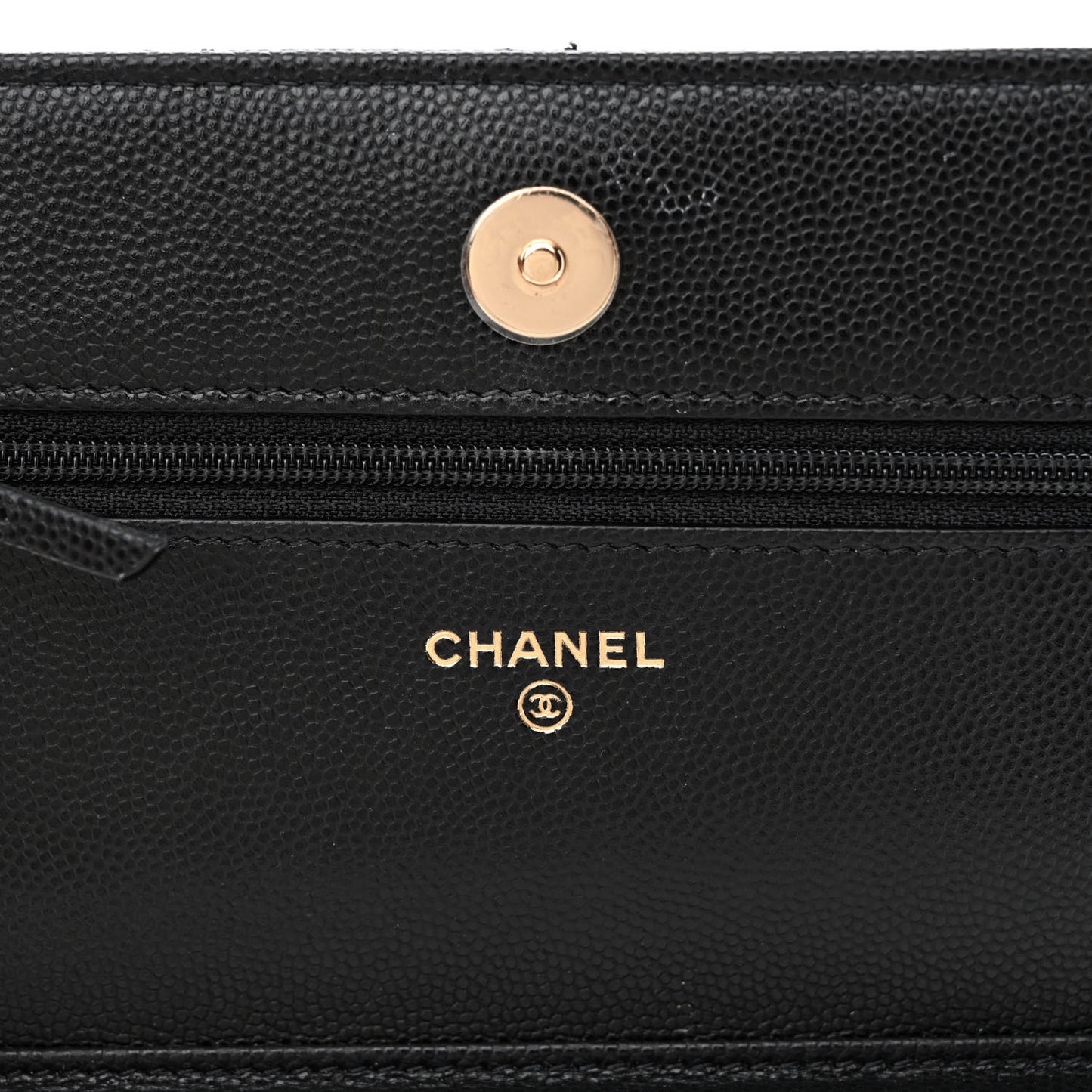 Caviar Quilted Crystal CC Wallet On Chain WOC Black