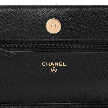Chanel Caviar Quilted Crystal CC Wallet On Chain WOC Black 6 of 11