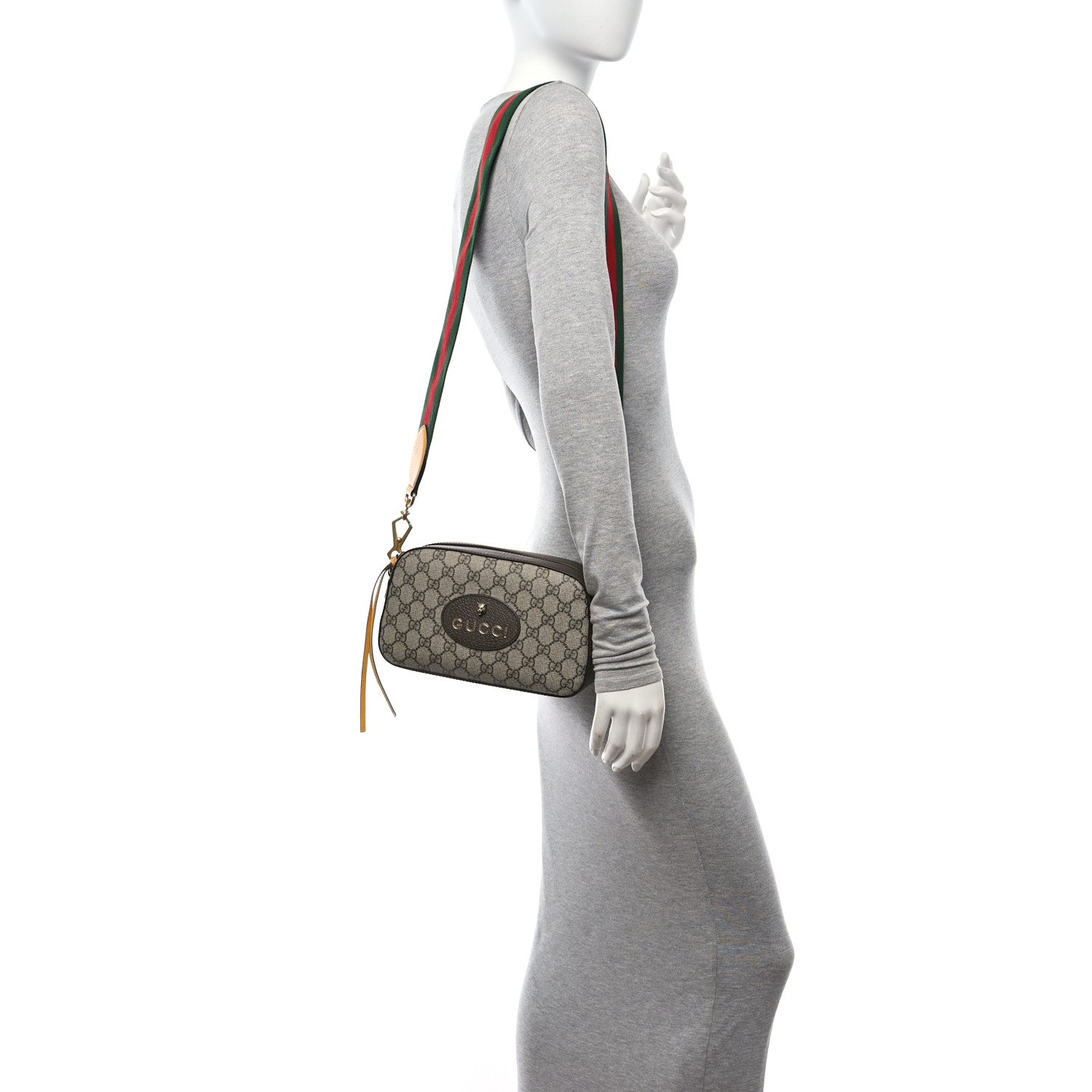 Gucci GG Supreme Monogram Web Neo Vintage Shoulder Bag Beige New Acero Crop 2 of 11