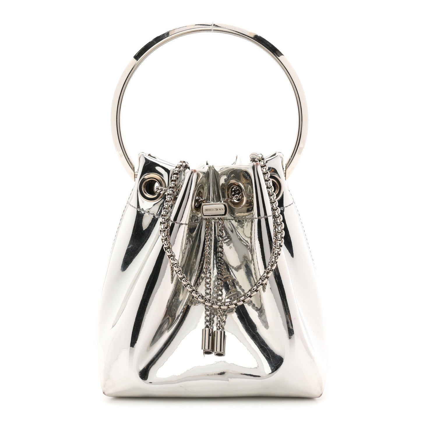 Metallic Patent Bon Bon Bag Silver