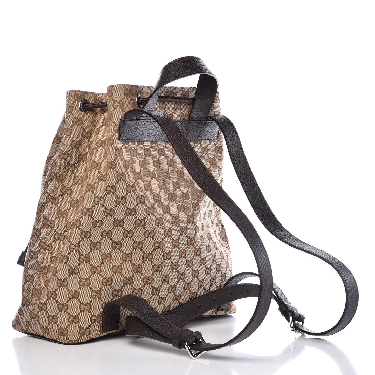 Monogram Dollar Calfskin O Drawstring Backpack Beige Ebony Testa di Moro Dark Chocolate