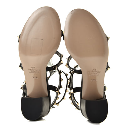 Valentino Garavani Calfskin Rockstud 60mm City Sandals 35.5 Black 6 of 6