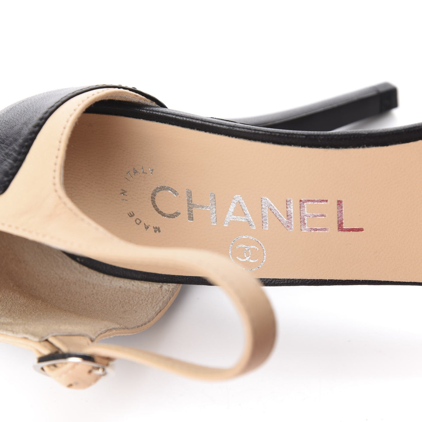 Lambskin Peep Toe Sandals 36.5 Beige Black