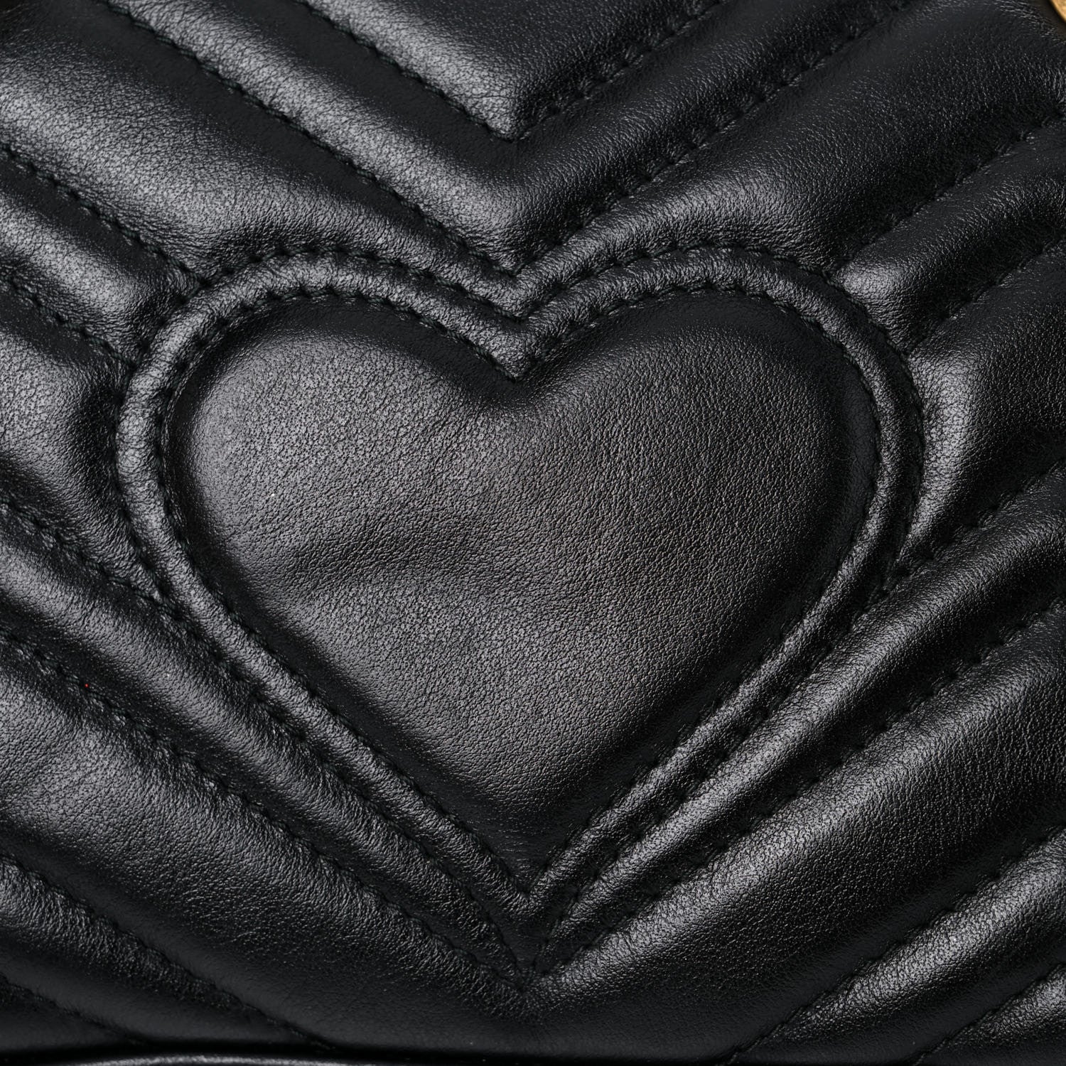 Gucci Calfskin Matelasse Mini GG Marmont Shoulder Bag Black 22 of 25