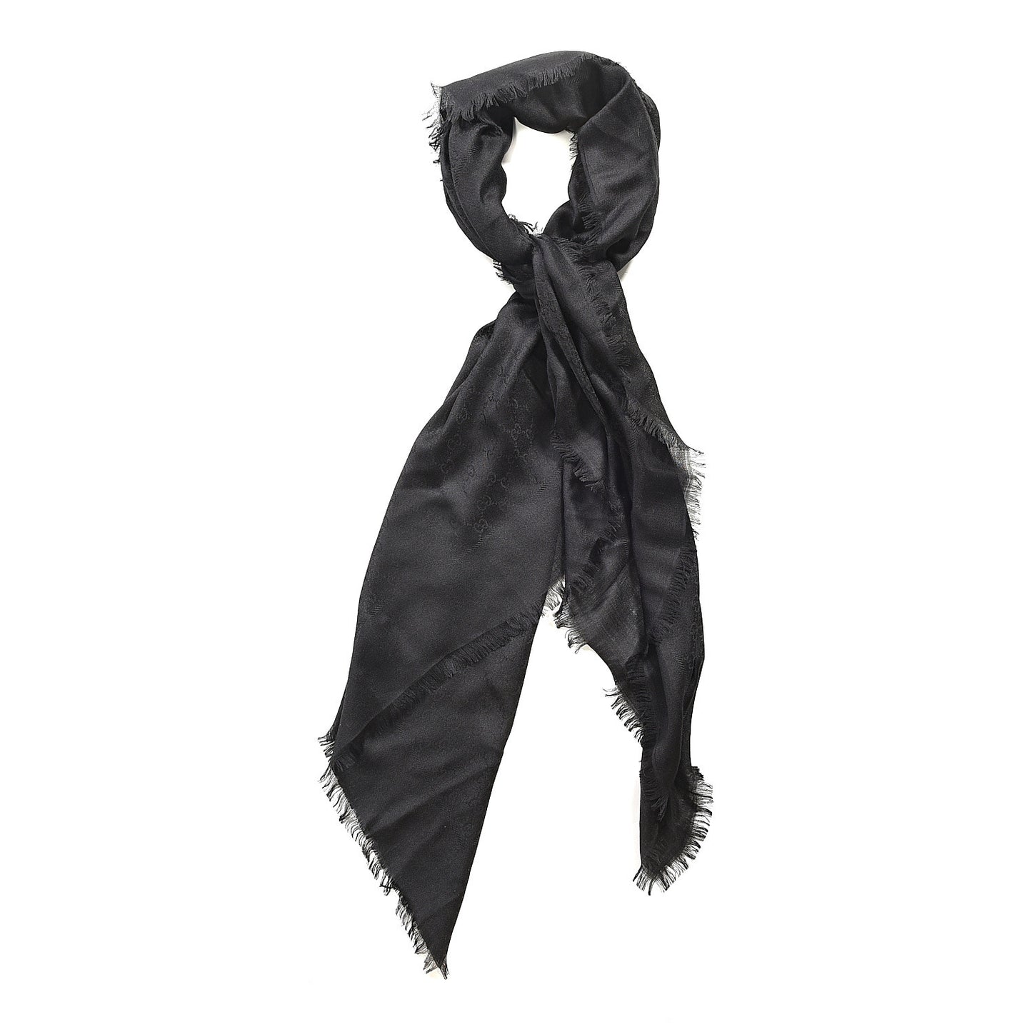 Wool Silk GG Monogram Ghili Shawl Black
