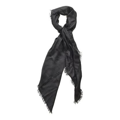 Gucci Wool Silk GG Monogram Ghili Shawl Black 1 of 7