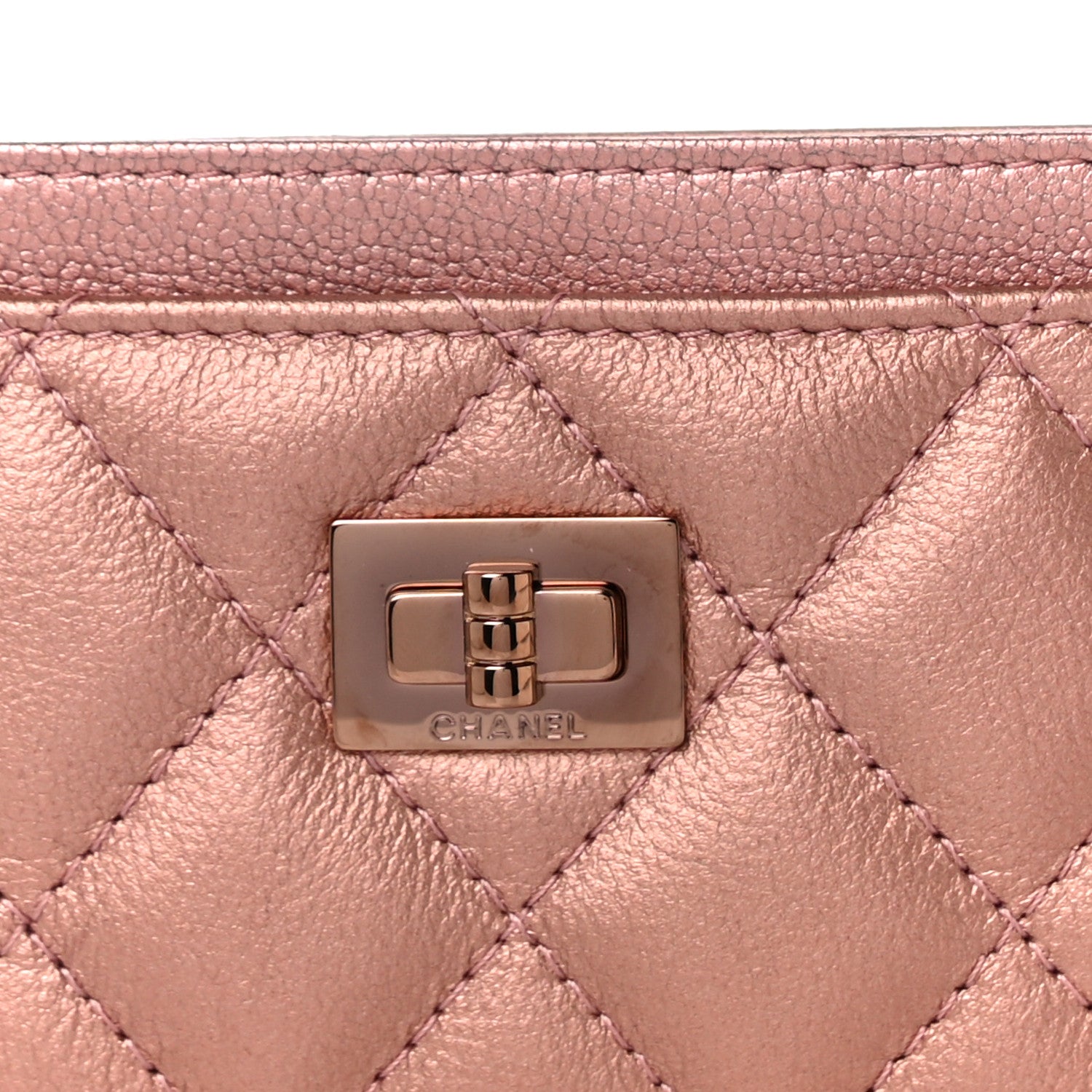 Chanel Metallic Caviar Quilted Reissue Card Holder Rose Gold 9 of 12