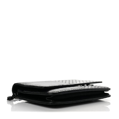 Chanel Calfskin Chevron Wallet On Chain WOC So Black 4 of 11