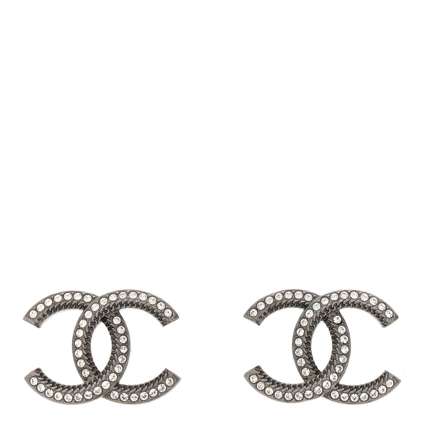 Chanel Ruthenium Crystal CC Earrings 1 of 5