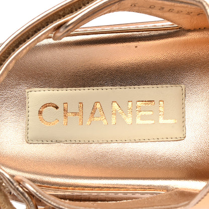Chanel Metallic Laminated Calfskin Velcro Dad Sandals 41 Golden 7 of 9
