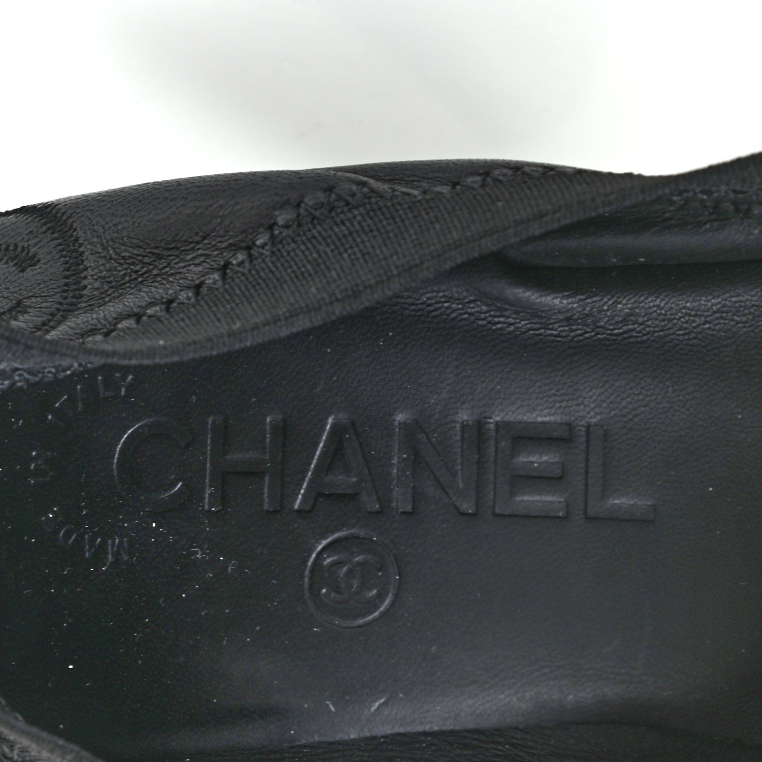 Chanel Lambskin Patent CC Elastic Cap Toe Ballerina Pumps 37 Black 7 of 8