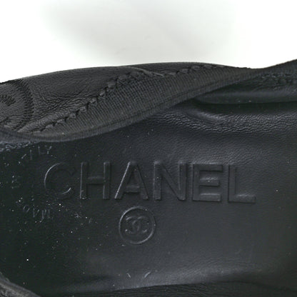 Chanel Lambskin Patent CC Elastic Cap Toe Ballerina Pumps 37 Black 7 of 8
