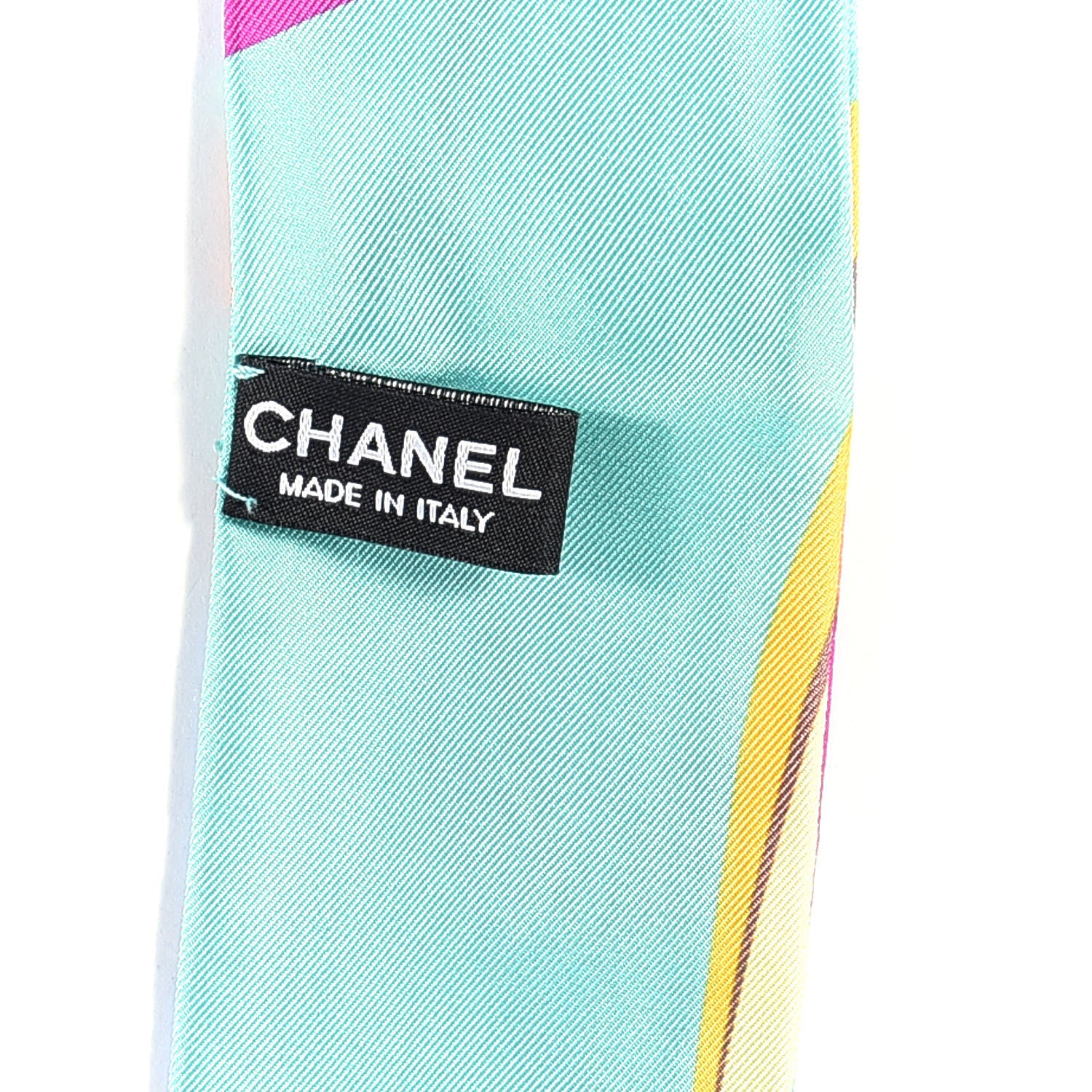 Chanel Silk Leaves Slim Bandeau Scarf Turquoise 3 of 4