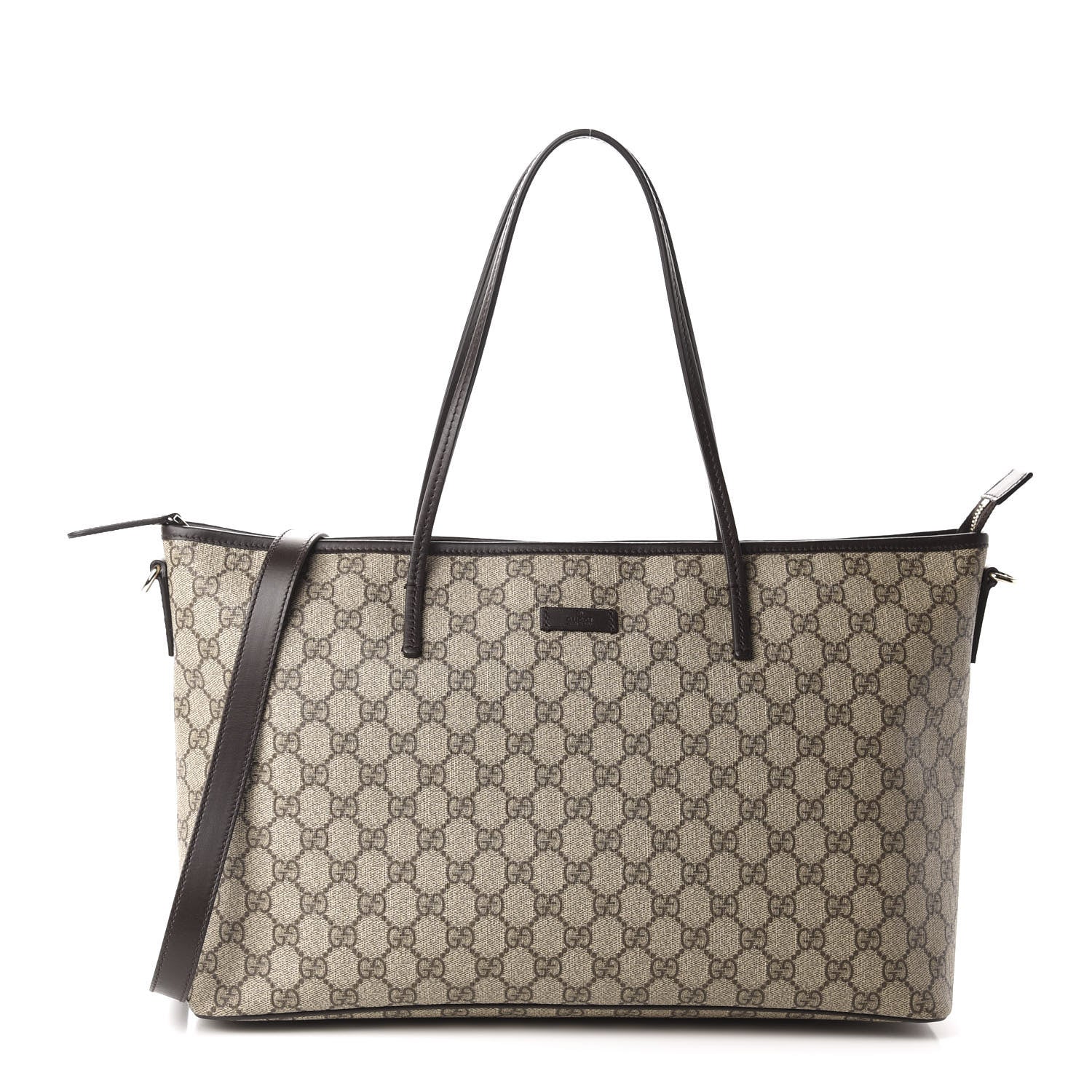 Gucci GG Supreme Monogram Medium Zippered Tote Dark Brown 1 of 11