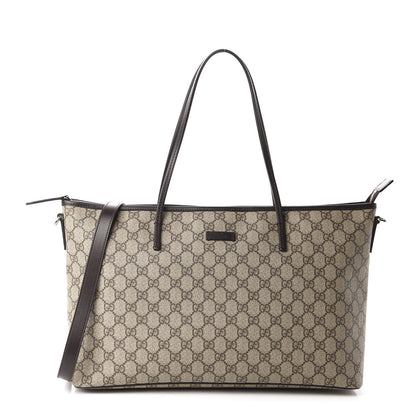 Gucci GG Supreme Monogram Medium Zippered Tote Dark Brown 1 of 11
