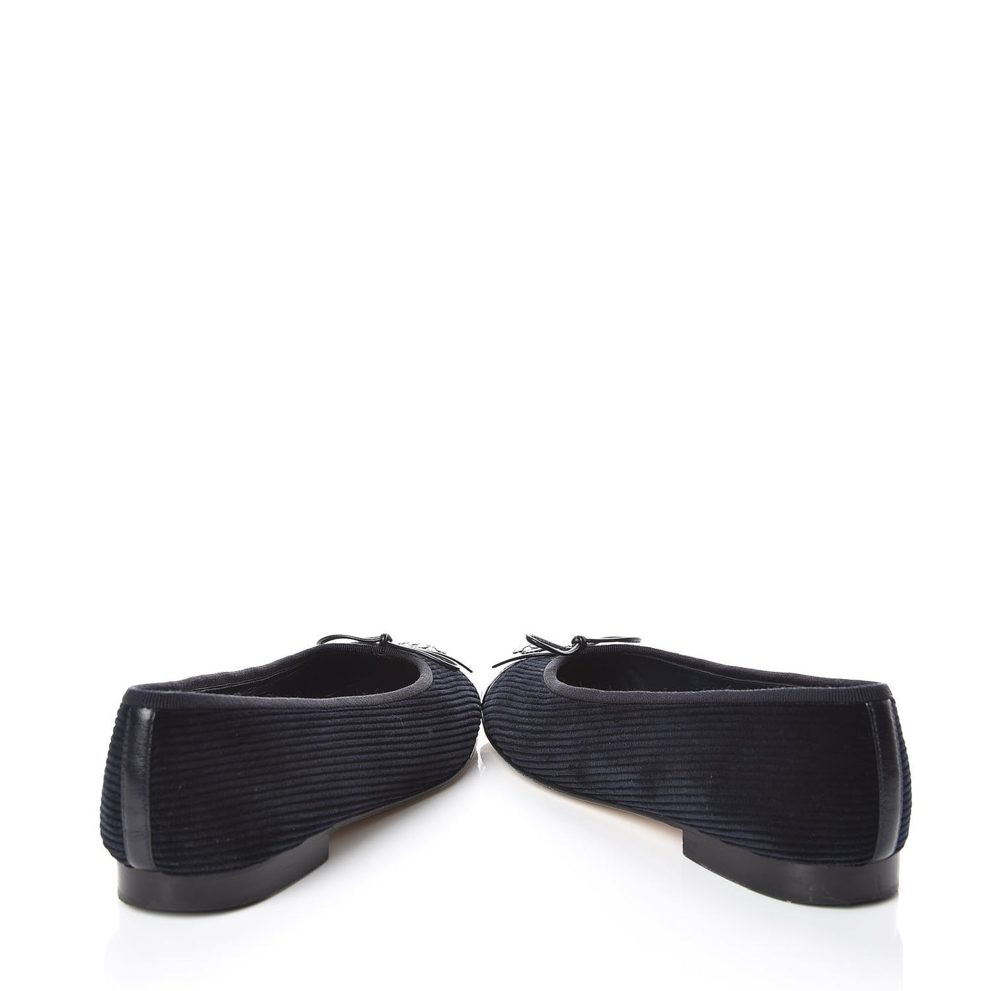 Velvet Patent Calfskin Cap Toe Ballerina Flats 37.5 Navy Black