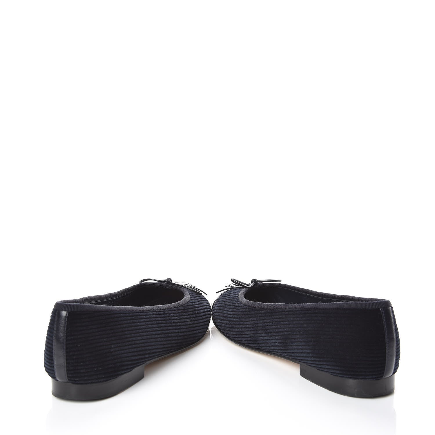 Chanel Velvet Patent Calfskin Cap Toe Ballerina Flats 37.5 Navy Black 6 of 15