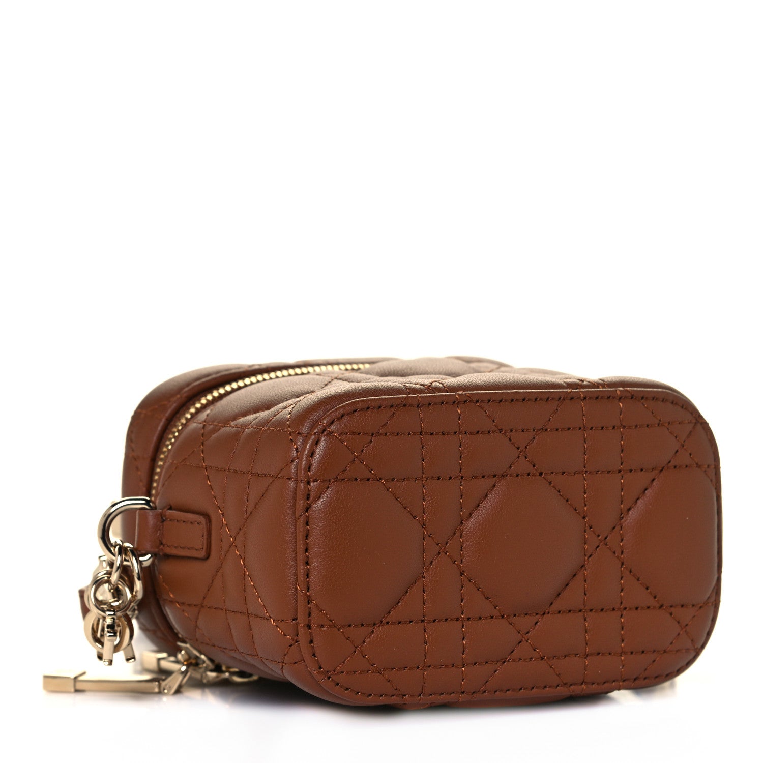 Christian Dior Lambskin Cannage Micro Lady Dior Vanity Case Cognac 3 of 12