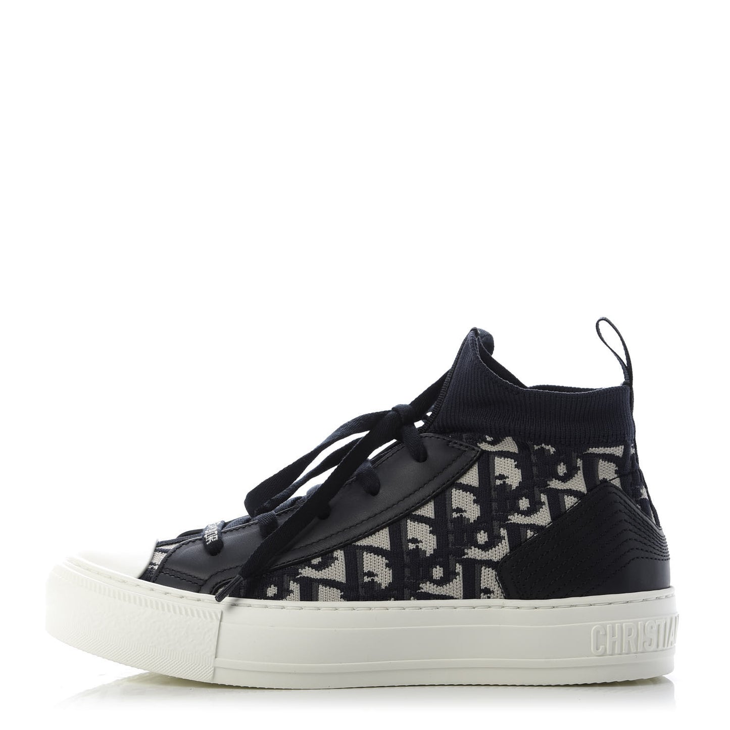 Technical Canvas Mesh Calfskin Womens Oblique Walk'n Dior High Top Sneakers 36.5 Deep Blue