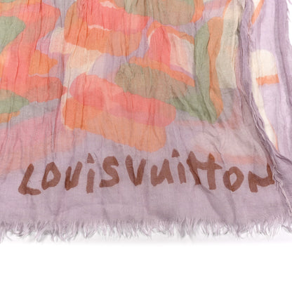 Louis Vuitton Cashmere Silk Graffiti Stole Purple 3 of 3