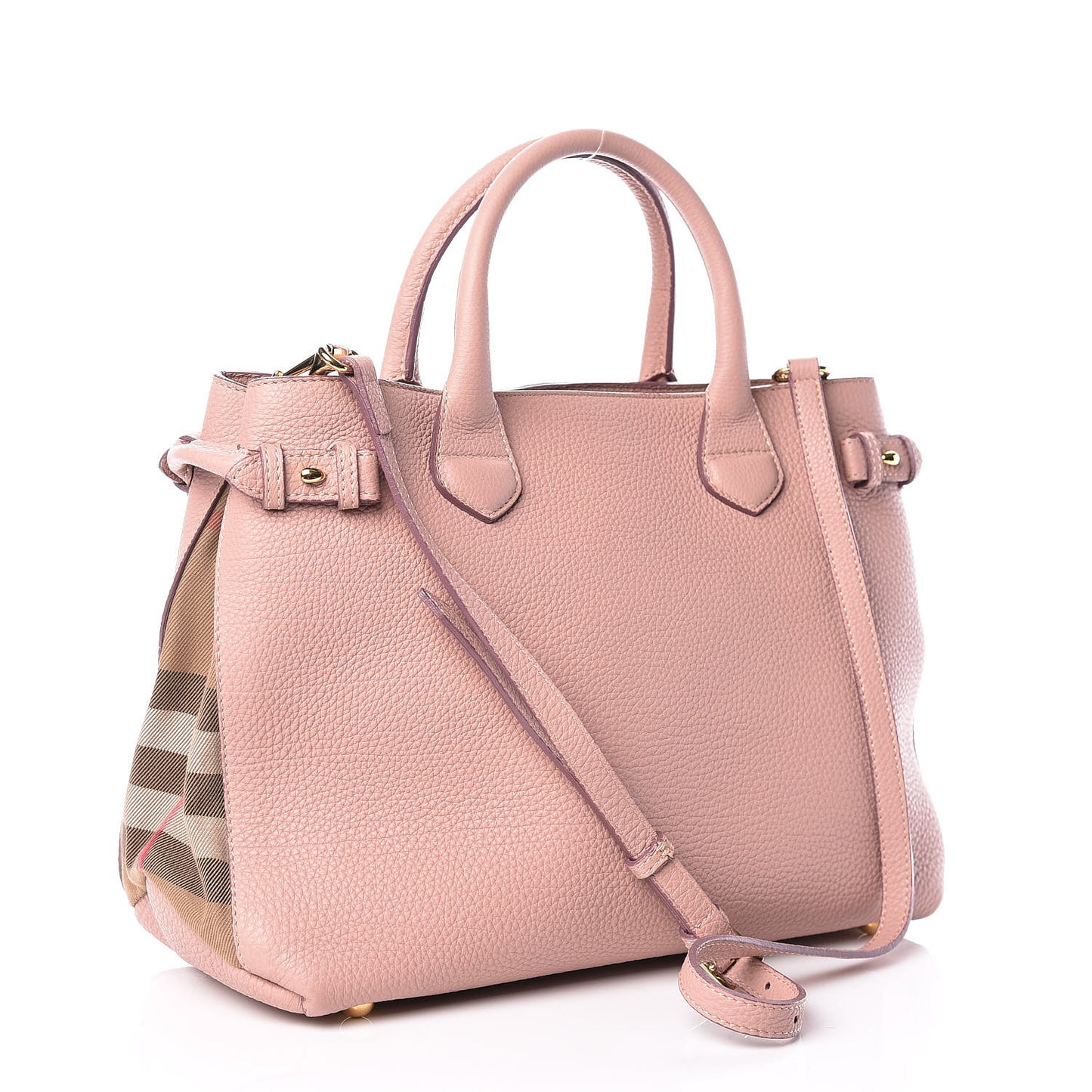 Grainy Calfskin House Check Medium Banner Tote Pale Orchid