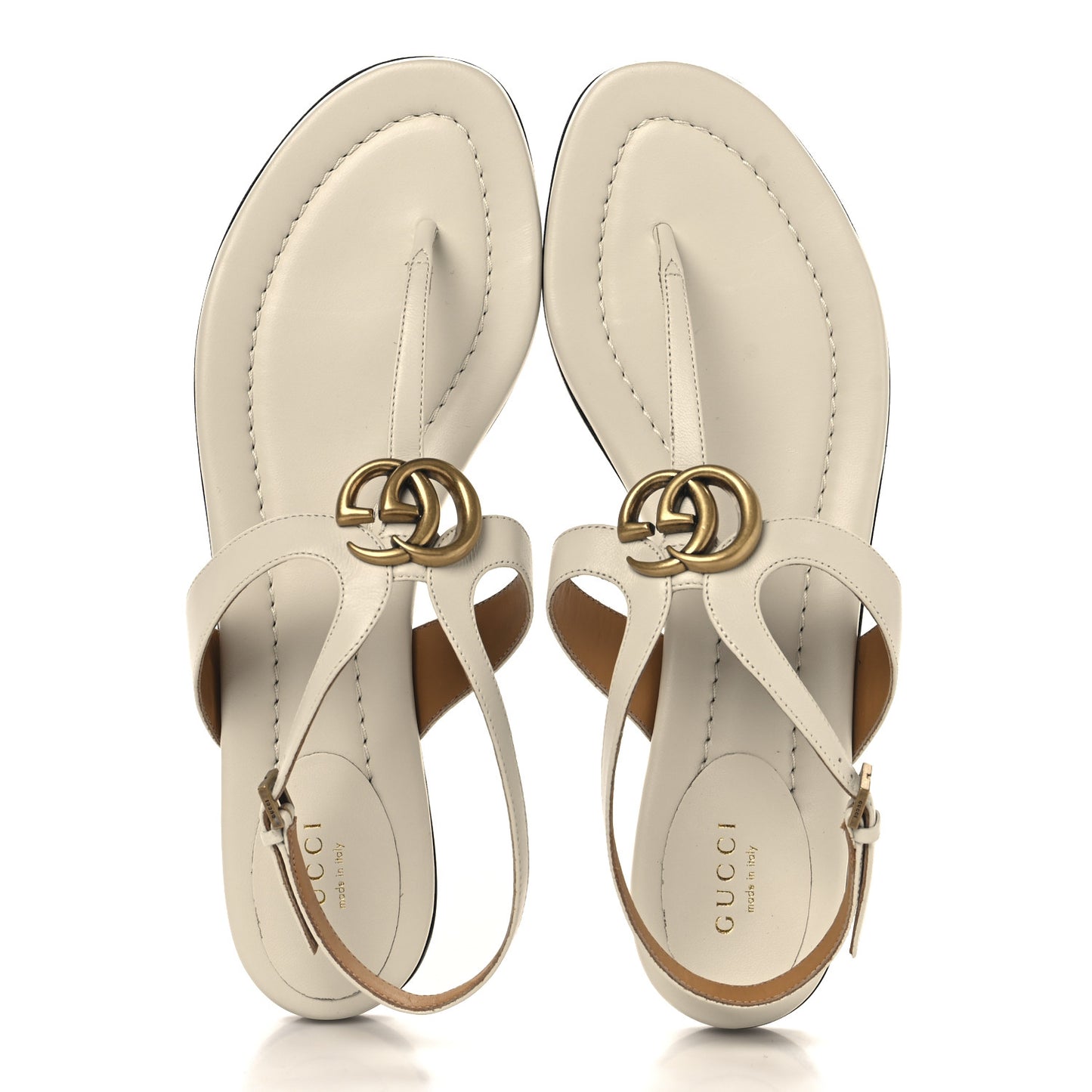 Calfskin Double G Thong Flat Sandals 41 White