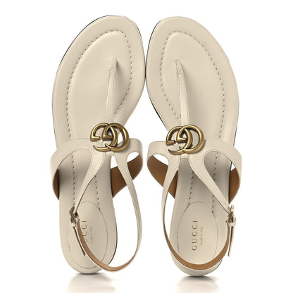 Gucci Calfskin Double G Thong Flat Sandals 41 White 8 of 9