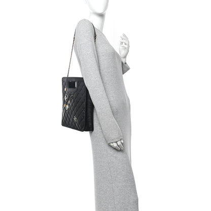 Chanel Aged Calfskin Small Charms Shopping Bag Black 2 of 10