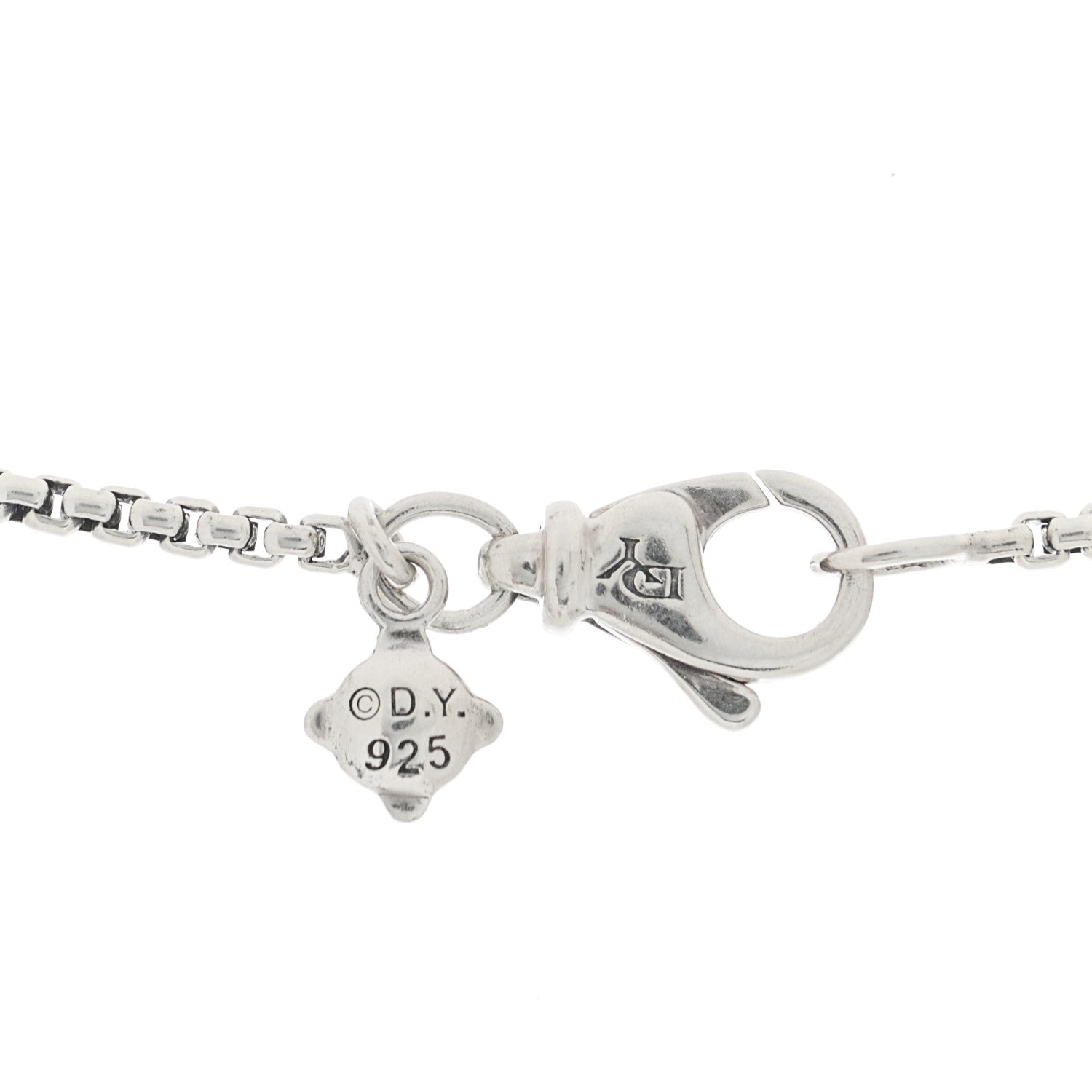 David Yurman Sterling Silver Diamond Initial L Charm Necklace 3 of 4