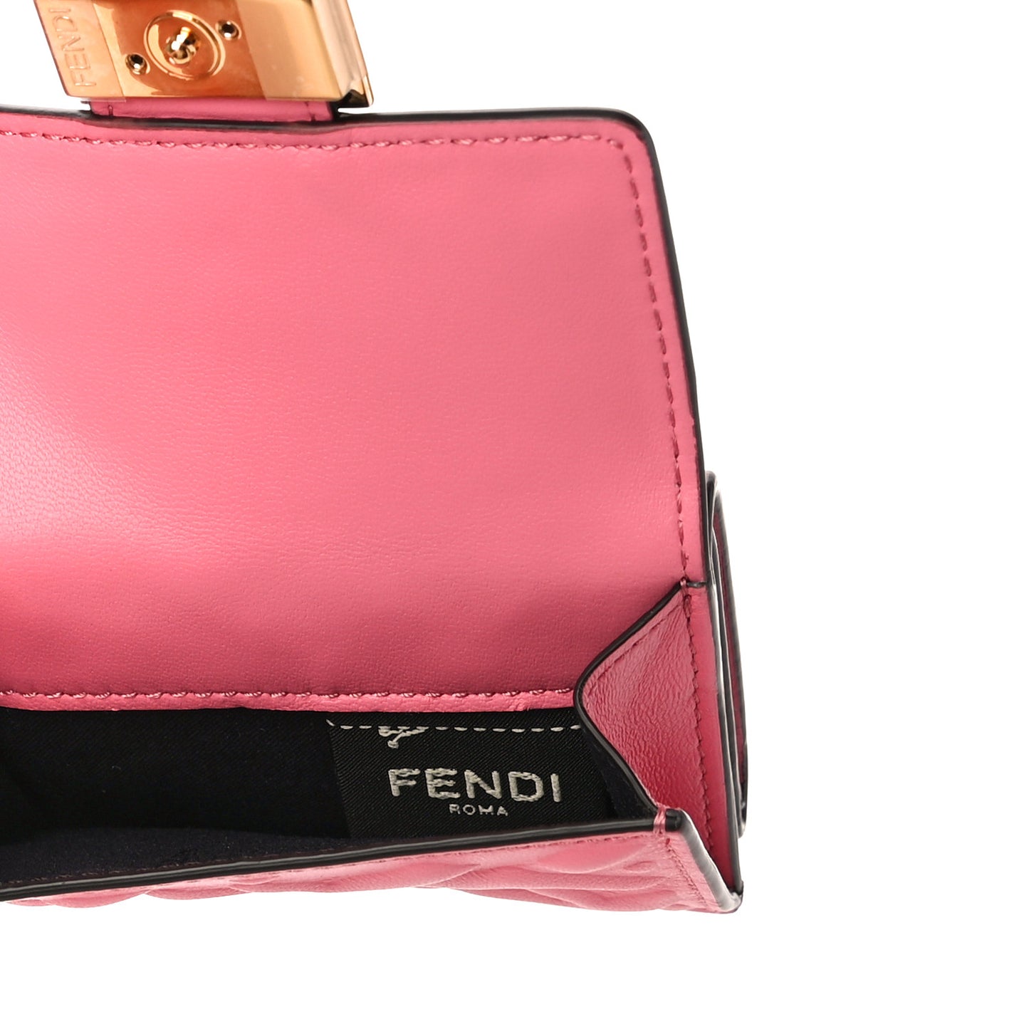 Nappa FF Diagonal Embossed Micro Tri-Fold Wallet Pink