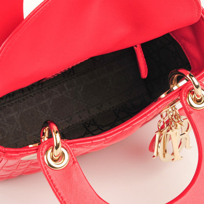 Christian Dior Lambskin Cannage Mini Lady Dior Red 5 of 7