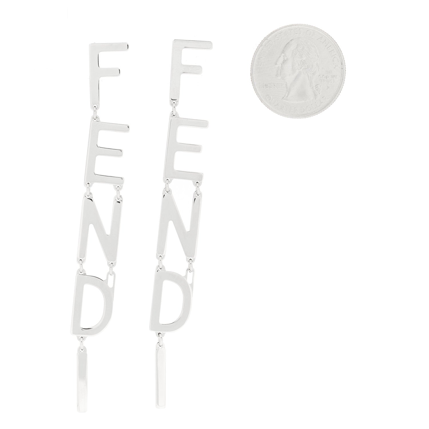 Fendi Metal Signature Earrings Silver 2 of 6