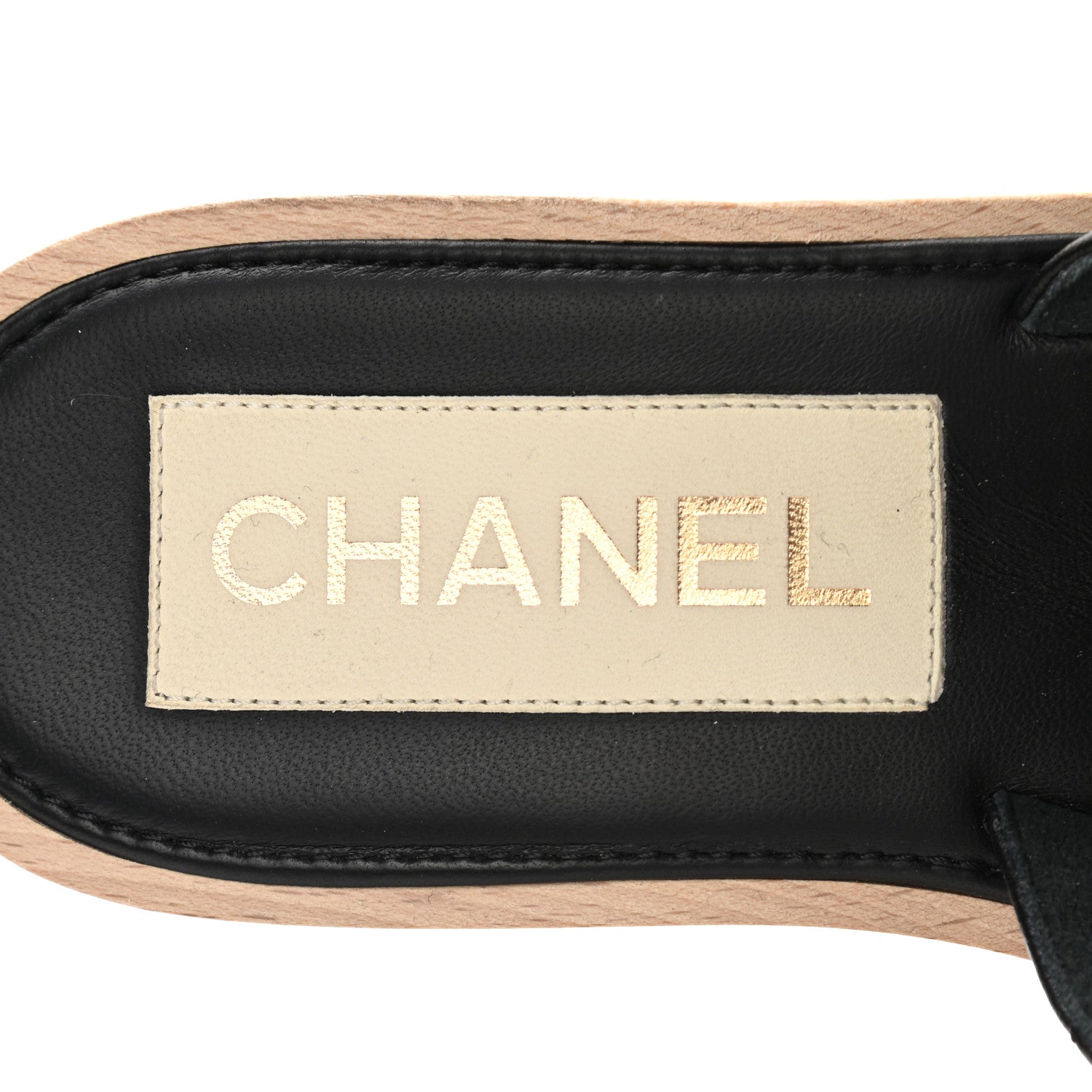 Chanel Lambskin Quilted CC Wedge Sandals 37 Black 8 of 9