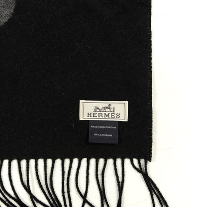 Hermes Cashmere Fringe Stole Black Gris Flanelle 4 of 4