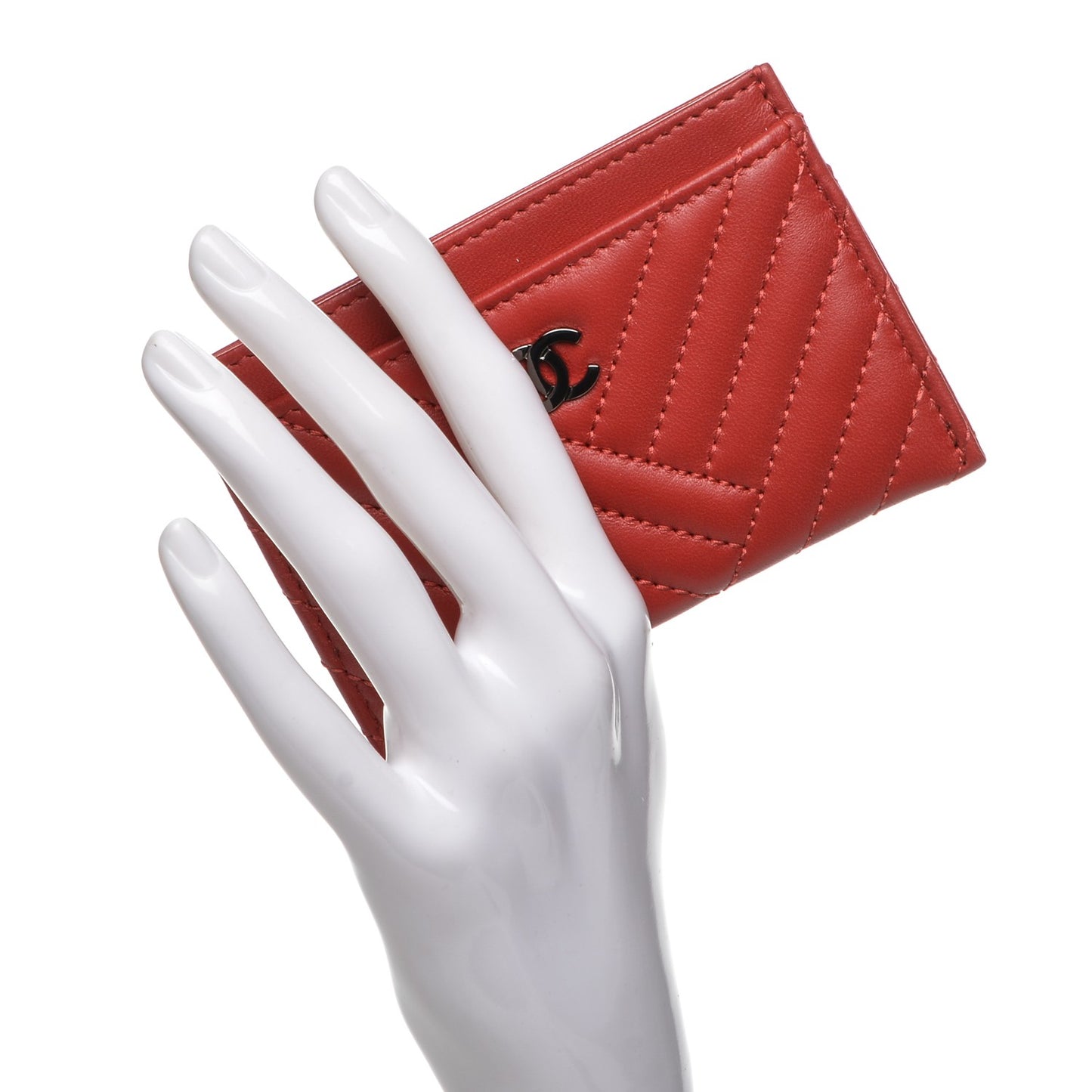 Lambskin Quilted CC Crossing Card Holder Red