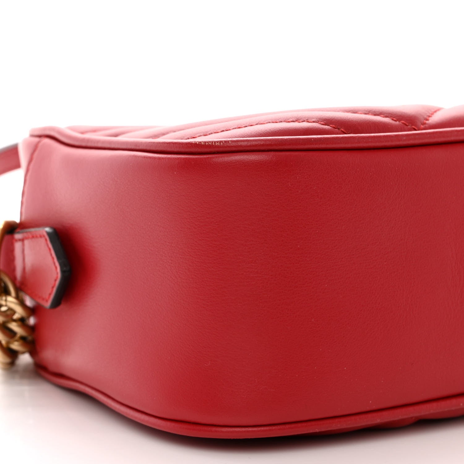 Gucci Calfskin Matelasse Small GG Marmont Chain Shoulder Bag Hibiscus Red 9 of 11